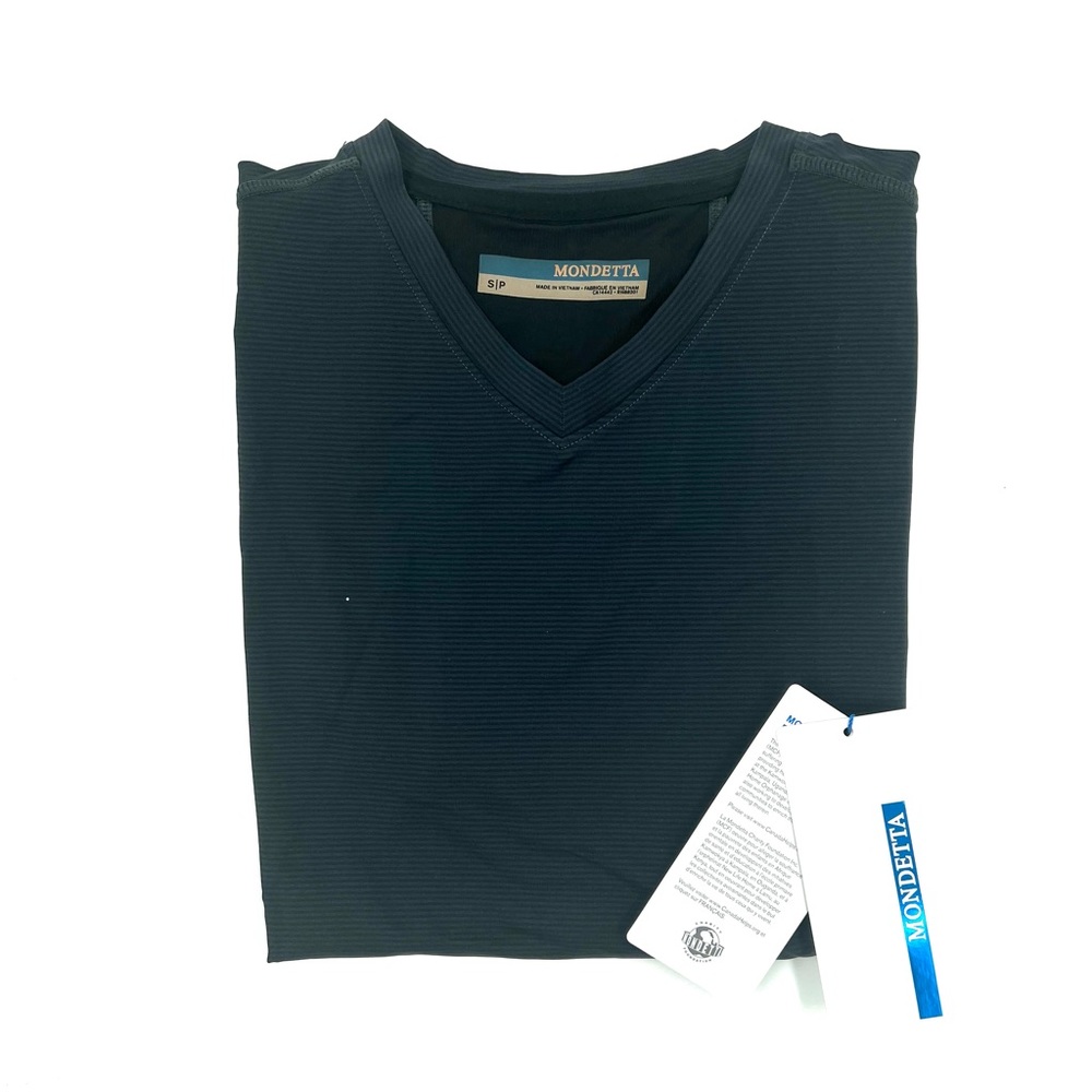 NEW Lot of 2 Mondetta Stripe Tees Charcoal Heather Gray Small V-Neck Gym - Picture 2 of 10